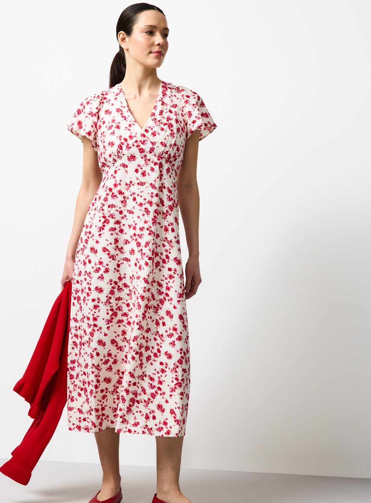 Pink Floral Print Midaxi Tea Dress 8 - Image 1 thumbnail